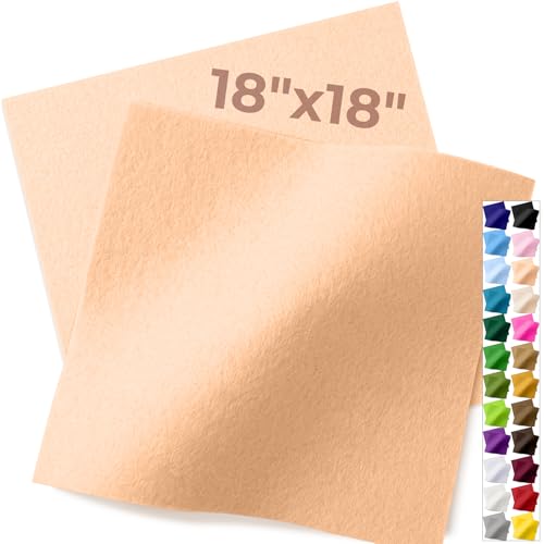 IONTACH 18" X 18" Soft Felt Sheets 1.6mm Thick (2 Packs, Peach Fuzz) - color: Peach Fuzz