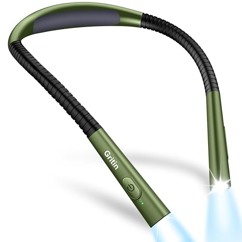 Gritin Book Light, Eye Caring 4-Color&5-Brightness Neck Light Reading Light - color: Deep Green, size: Upgraded
