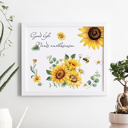 Joeyan Sunflowers and Bees Rub On Transfers for Furniture and Crafts - style: Sunflowers and Bees