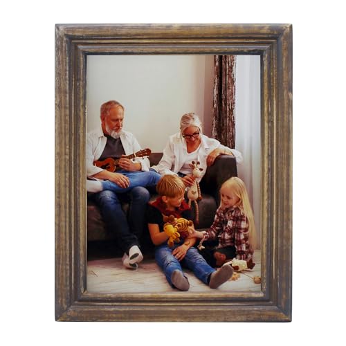 CVHOMEDECO. 8x6 Picture Frame Made of Solid Wood High Definition Glass Rustic Antique Designs Small Photo Frame for Tabletop Display and Wall Mounting, Distress Brown - color: Distress Brown B, size: 6" X 8"