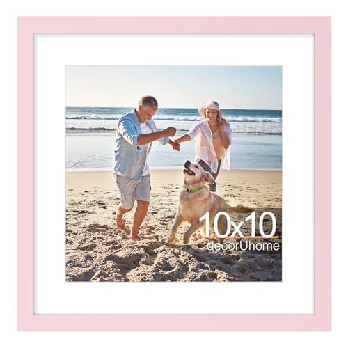 decorUhome 10x10 Picture Frame Fits 8x8 Photos with Mat, Pink - color: Pink, size: 10x10