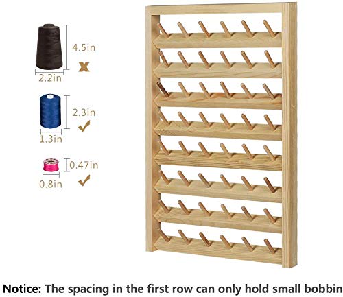 48-Spool Sewing Thread Rack, Wall-Mounted Wooden Organizer for Quilting