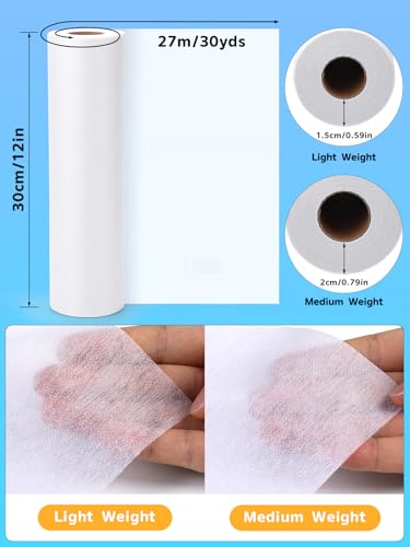 White Lightweight Fusible Interfacing for Sewing 11.6" X 30yd - color: White, size: 11.6" X 30yd Light Weight