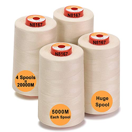 New brothread 4 Large Cones All Purpose Polyester Thread -Cream - color: 4xCream