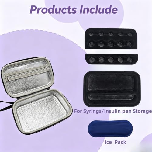Peptide Case for Fridge Travel with 1* Reusable Ice Pack - color: Black+Black- 5×3ml+10×(5ml/10ml)