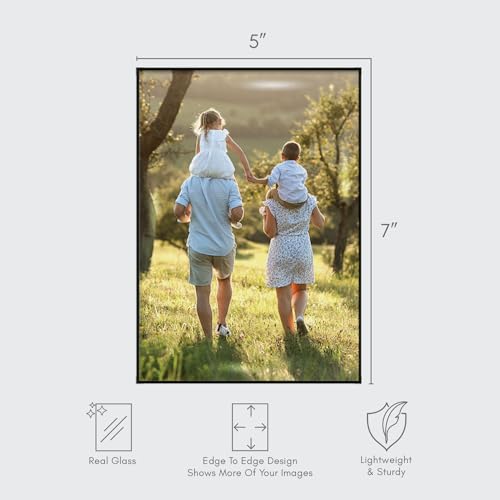 Mantello 5x7 Picture Frame Set - Front Loading 5 x 7 Frames - Display for Wall Artwork, Accent Piece, Photographs - Minimalist Tabletop & Desktop Decor - 12 Pack, Black - color: Black, size: 5x7 - 12 Pack