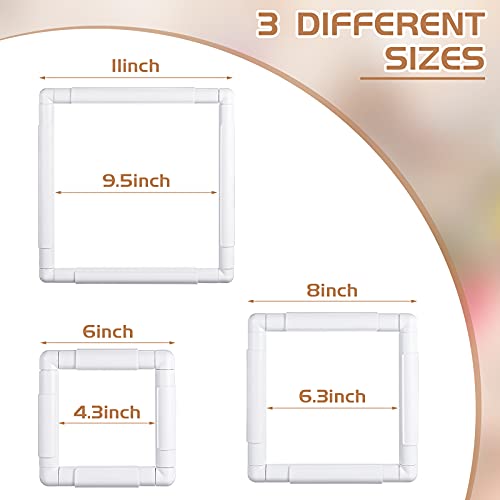 Janinka 3 Pcs Embroidery Hoop Cross Stitch Frames and Hoops, White - color: White