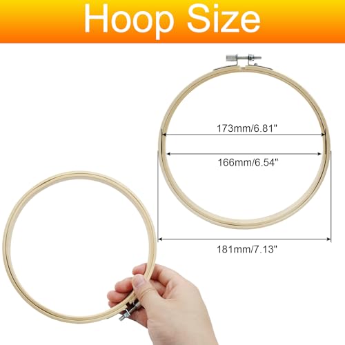 Biaungdo 6 Pieces 7 Inch Round Wood Embroidery Hoops - style: 7 inch