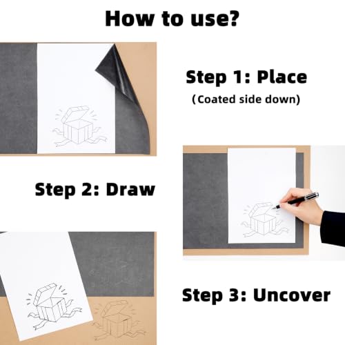 Hukiwow Carbon Paper for Tracing on Wood,Black 8.27”x11.69”（A4）,150 Sheet
