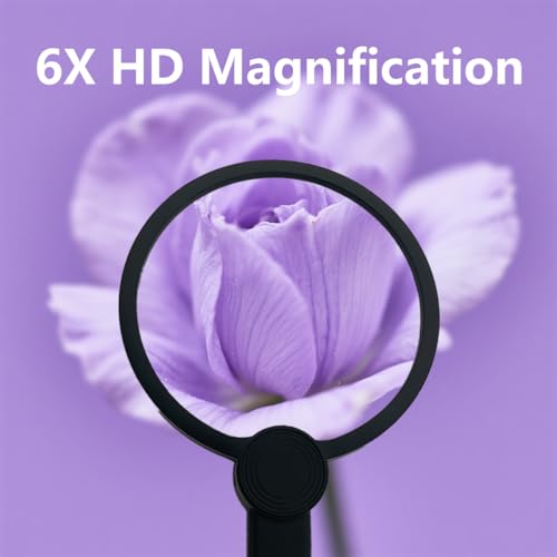 6X Hands-Free Neck Magnifying Glass with Light for Seniors - size: Without handles