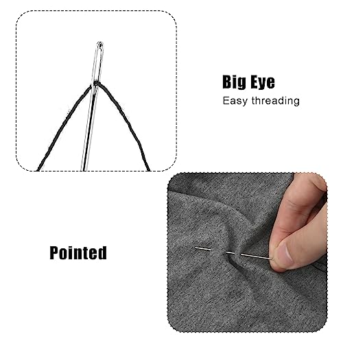 25pcs Large Eye Sewing Needles, 5 Sizes Tapestry Needle Embroidery Needles Yarn Needles Quilting Needles with Wooden Needle Case Stainless Steel Wool Self Threading Needle for Hand Sewing DIY