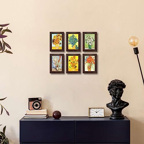 4x6 Picture Frame Set of 6 with Real Glass for Pictures 4x6 Without Mat,Wall or Tabletop Gallery Photo Frames Walnut - color: Walnut, size: 4x6(set of 6)