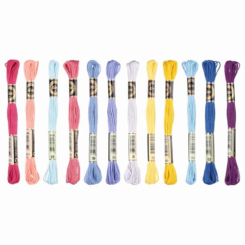 PATIKIL 12 Skeins Embroidery Floss Polyester Embroidery Hand Bright Colors - color: Bright Colors