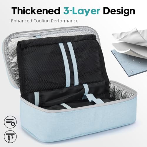 ALLCAMP Insulin Travel Cooler Case, Large Capacity, 4 Ice Packs, Light Blue - color: Light Blue