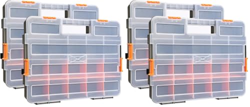 MIXPOWER 15-inch 2pcs Toolbox Organizer Sets, 20 Removable Dividers, Durable Plastic Box, Excellent for Screws, Nuts, Small Parts, 34-Compartment Black/Orange 2 Pieces Set (Pack of 2) - size: Black/Orange (Pack of 2)