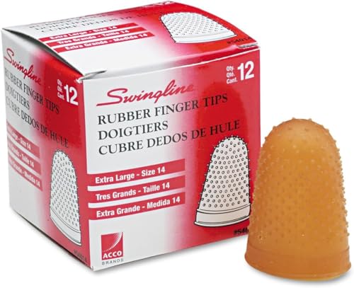 ACCO Rubber Finger Tips, Size 14 (X-Large), 7/9" Base Diameter, Extra Large, Nubbed for Better Gripping, 12 Count Box (S7054014) - size: Extra Large (Size 14)