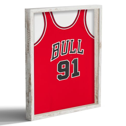 16x20 Large Shadow Box Picture Frame with Soft Linen Back, Distressed White Wooden Jersey Frame Memory Display Case with Tempered Glass Cover for Wall Display - color: Distressed White, size: 16x20