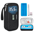 Insulin Cooler Travel Case for Pen & Vials - Vial Case for Travel TSA Approved Temperature Display Diabetic Medication Cooling Bag with Ice Brick, Refrigerated Diabetes Supplies Organizer (Black) - color: Black