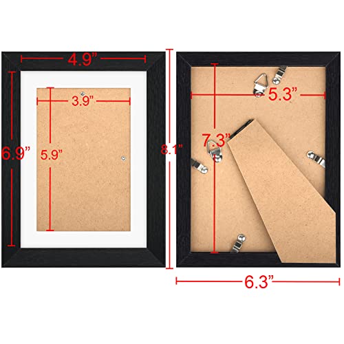 TOFOREVO 5x7 Picture Frames with 4x6 Mat Set of 4, Black - color: Black Wood Grain, size: 5x7