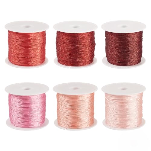 KISSITTY 328 Yards 6 Rolls Polyester Braided Metallic Thread Embroidery Threads Jewelry Beading Thread Thin Beading String for Jewelry Making Embroidery DIY Braided Bracelets Sewing Craft Bead Weaving - style: Assorted 2