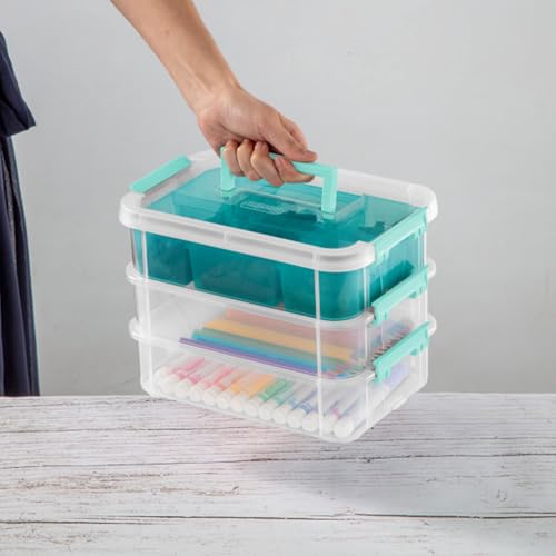 Sterilite Stack & Carry 3 Layer Handle Box, Small Latch Bins, Clear, 6 Pack - size: 6 Pack