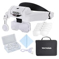 YOCTOSUN Magnifying Glasses with Light 1X-14X, Rechargeable LED Headband Magnifier with 6 Lenses and Storage Case, Hands Free Head Magnifying Visor for Close Work, Sewing, Crafts,Jewelry - style: Headband Magnifier 1X-14X with Storage Case