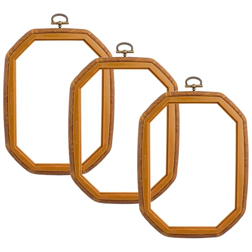 Framendino, 3 Pack Imitation Wood Embroidery Hoops Cross Stitch Craft Hoop Frame for Sewing 5.9"x 7.87" - size: 5.9"x 7.87"
