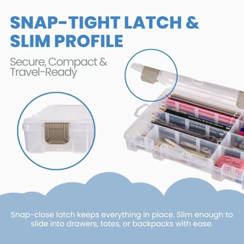 ArtBin Medium Solutions Box Craft Organizer with 12 Dividers, Clear - size: 10.75" x 7.375", style: 4 Compartments, 12 Dividers