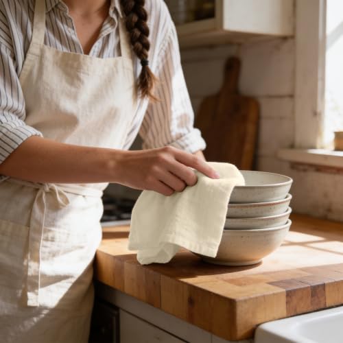 Avalon Kitchen Flour Sack Towels – 30 Pack, 28x28 Inch, 100% Cotton – Flour Sack Dish Towels for Drying Dishes, Baking, Bread Proofing, Crafting & Embroidery – Reusable Beige Kitchen Towel - color: Beige, size: 30 Pack - 28x28 inches
