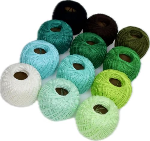 KCS Mercerized Pearl Cotton Thread Size 8 Crochet Needlework Embroidery Threads Ball (12, 12balls02) - color: 12balls02