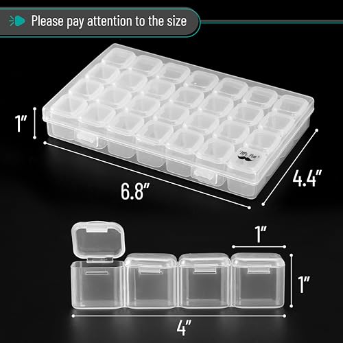 Mr. Pen- Bead Storage Containers, 28 Grids, 2 Pack, Clear White - color: Clear White, size: 2 Pack-56 Pcs(6.8"x4.4"x1")