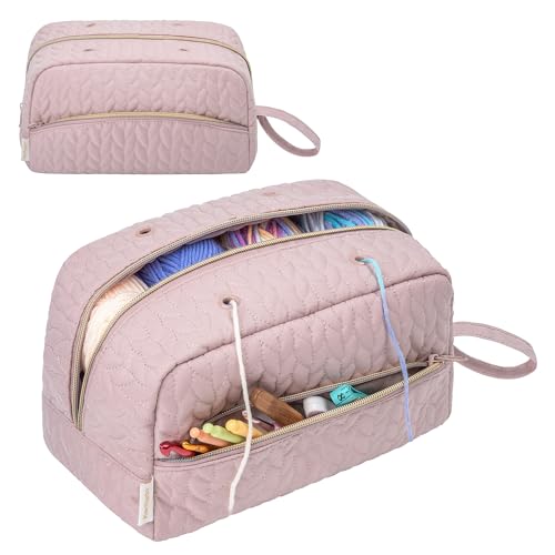 KarSyon Crochet Bag for Yarn Storage Knitting Crochet Supplies Accessories - color: Pink
