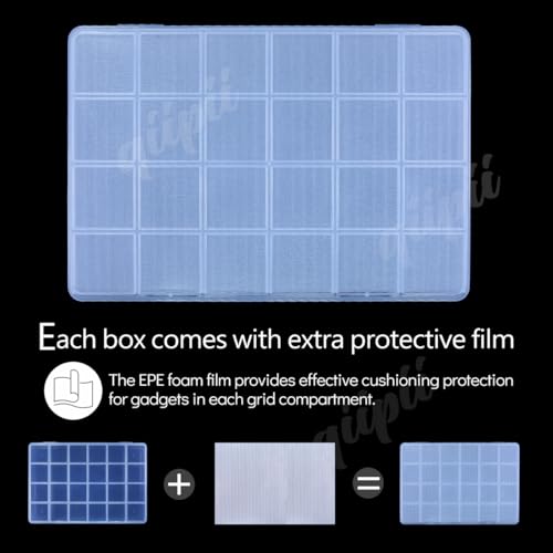 qiipii 1Pcs 24-Grid Clear Plastic Organizer White Fixed Compartment Storage Box for Rhinestones Beads, Earrings Art DIY Craft Jewelry, Diamond Accessories Small Parts, Items (7.48"L x 5.12"W x 0.6"H) - color: 24 Grids, size: 1 Pcs