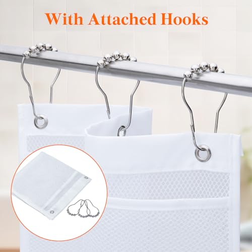 Lifewit Cruise Essentials Shower Caddy Must-Have, 7 Pockets Hanging Bathroom Organizer with Quick-Dry Mesh, Portable Shower Bag to Storage Soap, Shampoo, for RVing, Travel, Camping, White, 2 Packs - size: 17" x 25.6"