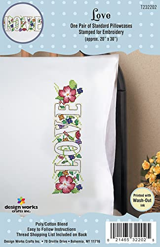 Love Stamped for Embroidery Pillowcases - Set of 2