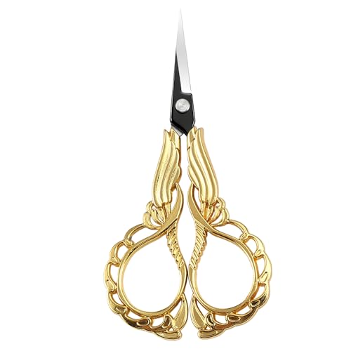 Premium Sharp Embroidery Scissors, Stainless Steel Sewing Scissors for Cross Stitch, Needlework, Fabric Cutting, Thread Snips, DIY Craft, Multiple Vibrant Colors (Gold) - color: Gold