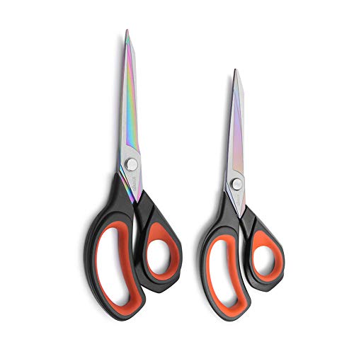 LIVINGO Fabric Scissors 2 Pack Titanium Tailor Sewing Shears Heavy Duty - color: Black & Red
