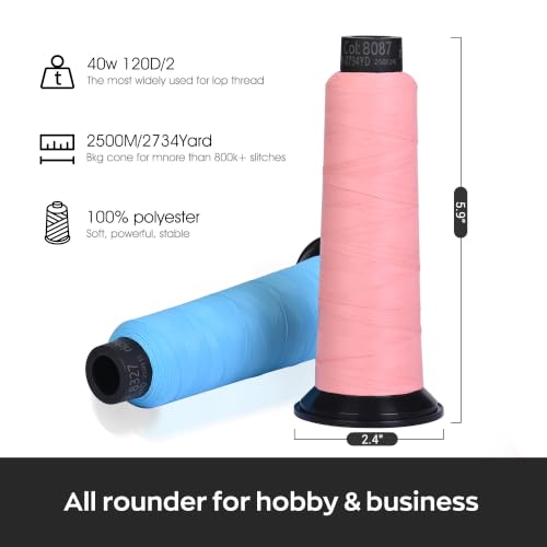 BAI Matte Machine Embroidery Thread 120D/2 40 wt Low Shine Sky Blue-8327 - color: Sky Blue-8327