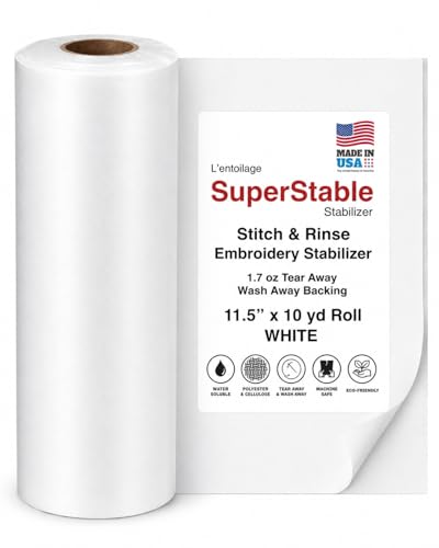 Superpunch Stitch and Rinse Tear Away Stabilizer, 1.7 oz, 11.5 in x 10 yd - size: 11.5" x 10 yards roll