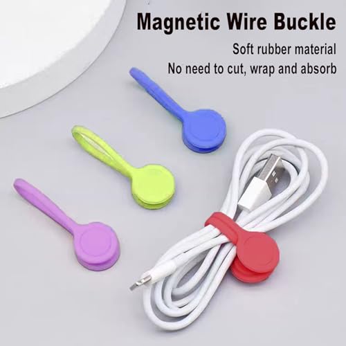 4 pcs Magnetic Needle Minders Silicone Magnetic Fabric Clips, Reusable Silicone Magnetic Cable Ties Twist Ties for Cross-Stitch Needle (Purple + Blue + Red + Yellow)