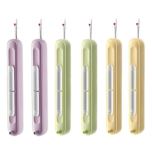 2 in-1 Needle Threaders Seam Ripper 2024 New, Upgraded Seam Ripper Tools, Stretchable Remover Needle Threading (new-6PCS-Purple/Green/Yellow) - color: new-6PCS-Purple/Green/Yellow