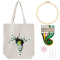 Louise Maelys Plant Cat Embroidery Kit Canvas Tote Bag for Beginners - color: plant cat