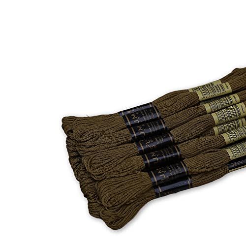 Pack of 12 Premium Embroidery Thread | 100% Egyptian Cotton Premium Skeins | Cross Stitch Embroidery Floss | Oeko TEX Certified Stranded Cotton | (Dark Olive Green 889) - color: Dark Olive Green 889