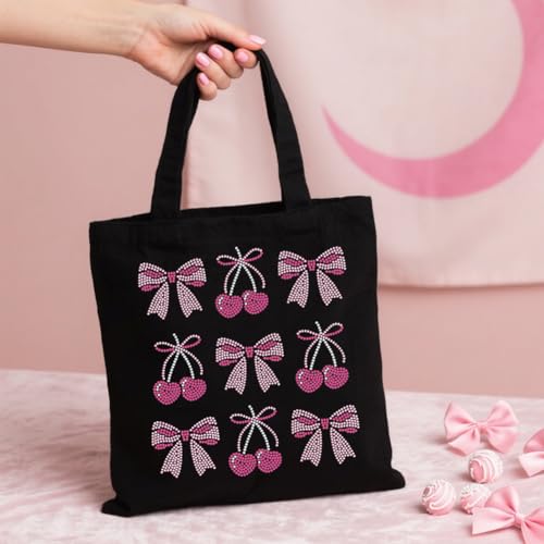 1 Pcs Bowknot Cherry Iron on Rhinestones Transfer, Fruit Hot Fix Iron on Patch Transfer Decals Crystal Heat Transfer Clothing Repair Decor for T-Shirt Hat Jacket Holiday Party - style: Bowknot Cherry