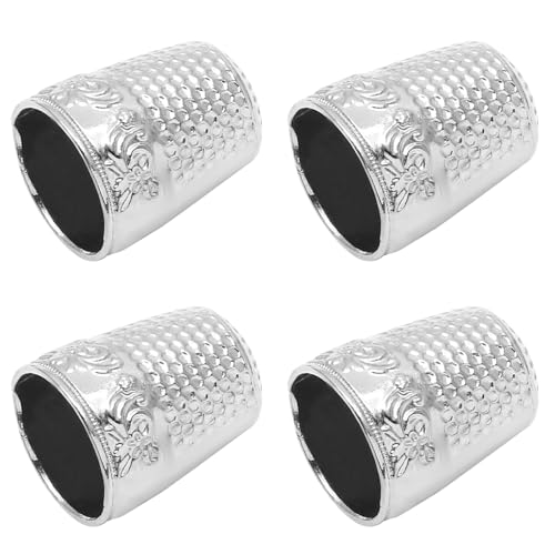 Coufce 4 Pcs Silver Metal Sewing Thimble - color: Silver