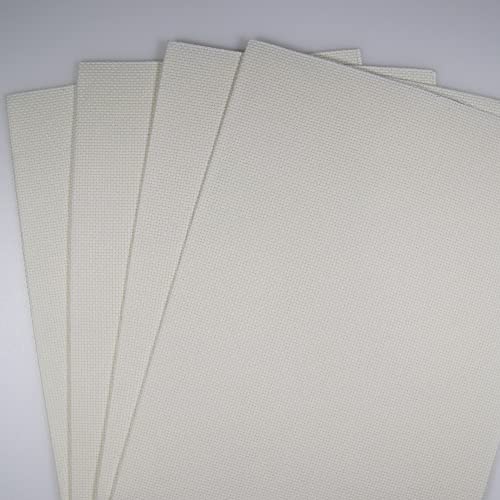 KCS 4 pc of 12" x 18" 14CT Counted Cotton Aida Cloth Cross Stitch Fabric (Antique White) - color: Antique White