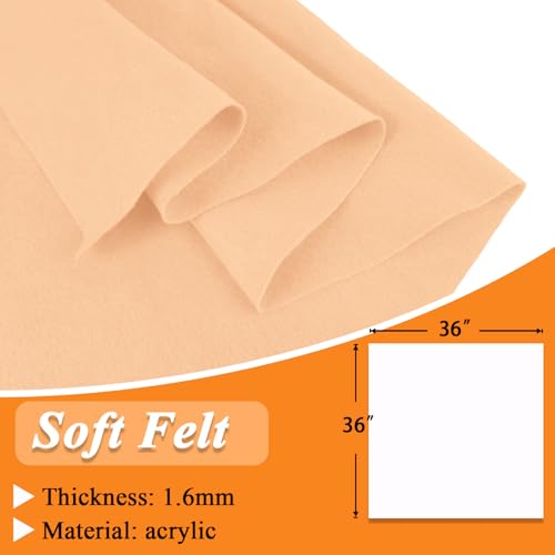 IONTACH 36" X 36" Soft Felt Fabric 1.6mm Thick (Apricot Cream) - color: Apricot Cream, size: Soft - 36" X 36"