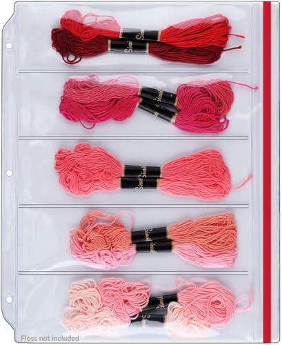 StoreSMART – Zipper Binder Page for Embroidery & Cross-Stitch Floss Thread Skeins, Holds 5 Skeins - 5-Pack - (DP600-5-FLOSS-5) - size: 5-Pack