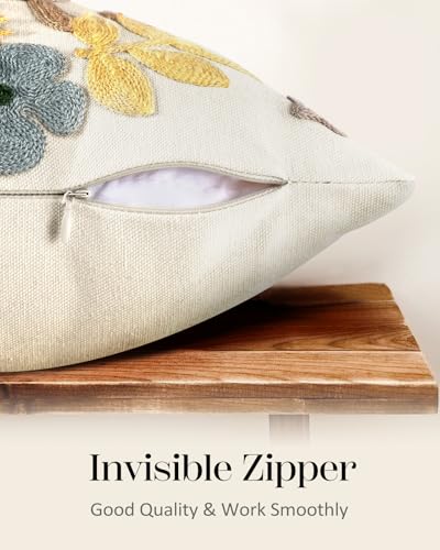 Embroidered Throw Pillow Cover, 18x18 Inch, Butterfly Moon - color: Butterfly Moon, size: 18" x 18" (Pack of 1)