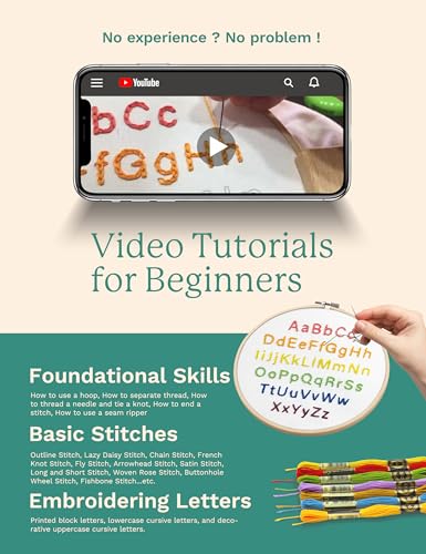 Bradove Alphabet Embroidery Kit for Beginners with Patterns - color: Alphabet